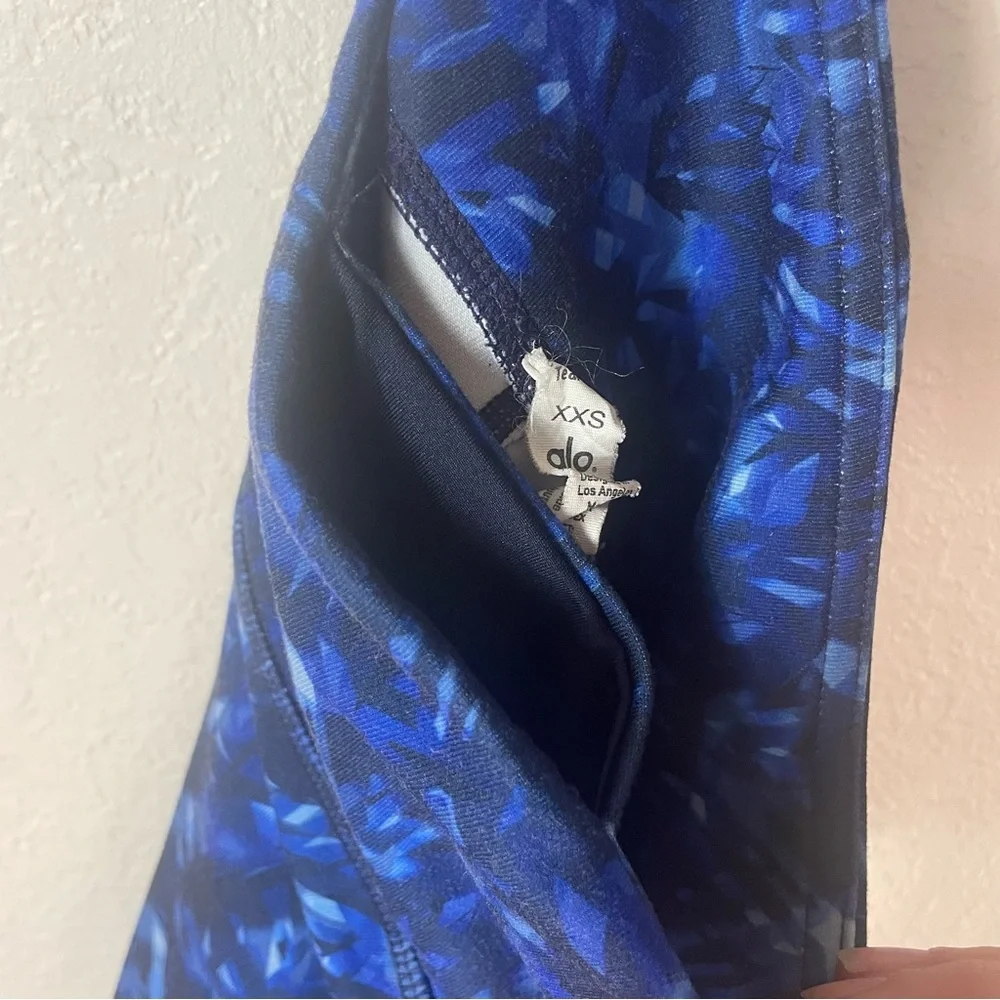Alo Goddess Ribbed Leg‎ Warmer Legging Blue Kaleidoscope Black Sz XXS Yoga Pants